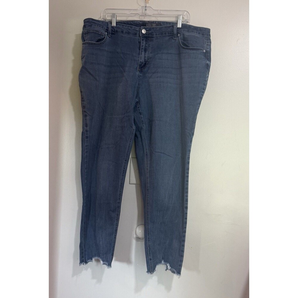 Alivia Ford Jeans Womens 20W Whiskered Rayon Spandex Fringe Hem Plus